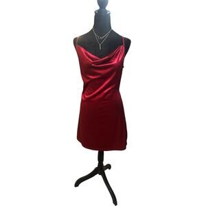 Zaful Red Satin Mini Dress – Size M